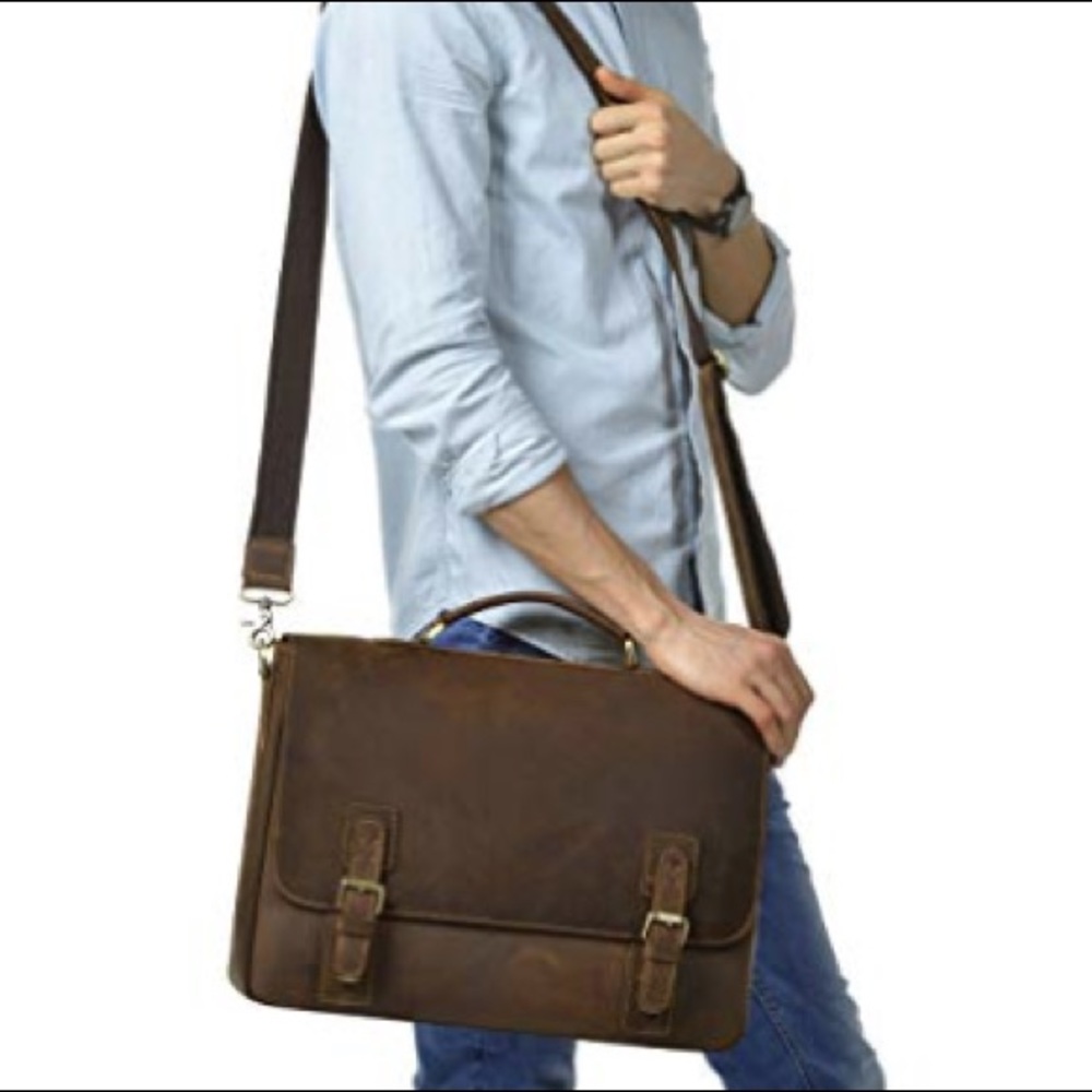 NWT Kattee Leather Briefcase Laptop Messenger Bag - Picture 4 of 9